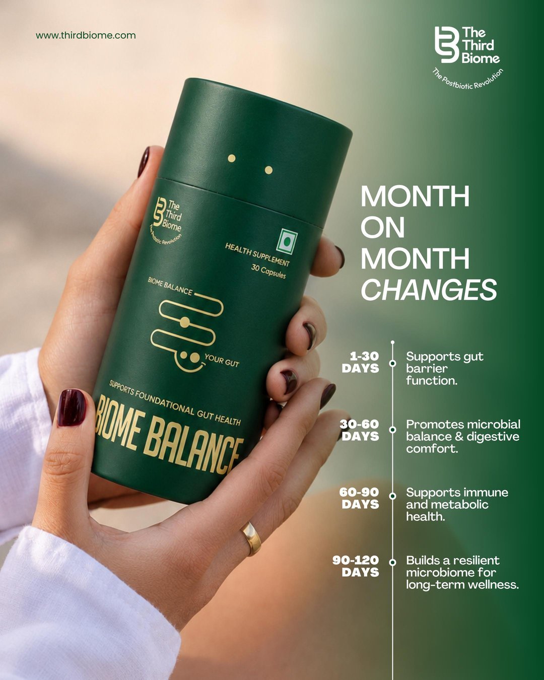 Third Biome Biome Balance postbiotic capsules, view 5